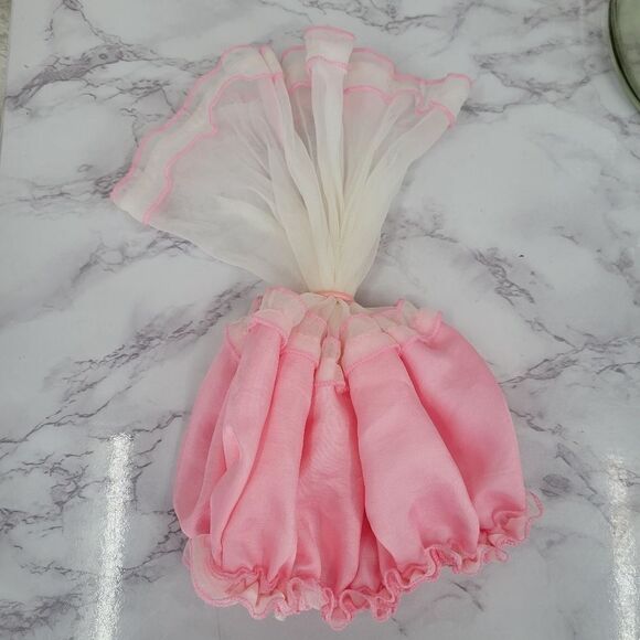 Vintage Bonnet Satin Sleep Cap Pink and White - Picture 4 of 7